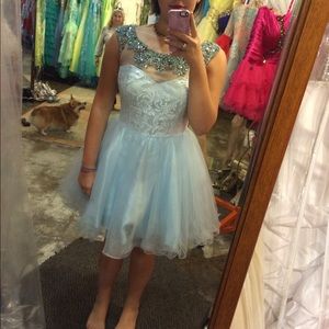 Sherri Hill Cinderella Blue Mini Dress